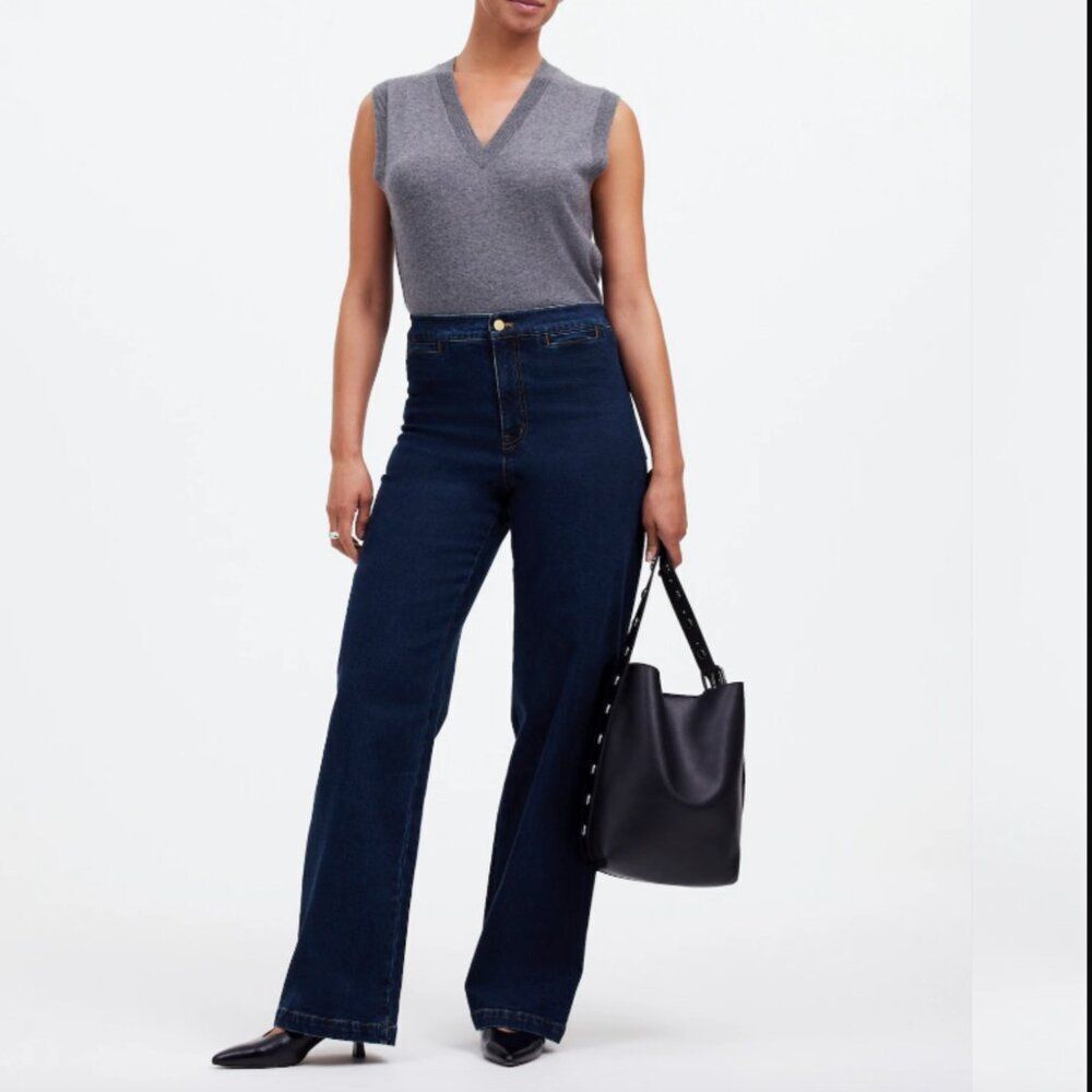 Madewell Dark Blue High-Rise Wide-Leg Jeans